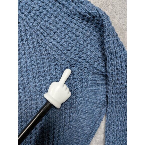 Lauren Ralph Lauren Sweater Womens Size Medium Blue Poncho Waffle Knit Pullover - Picture 11 of 12